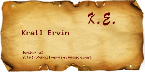 Krall Ervin névjegykártya